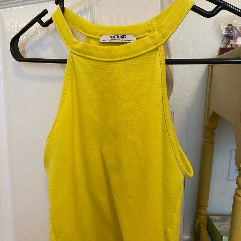 Neon green cropped halter top